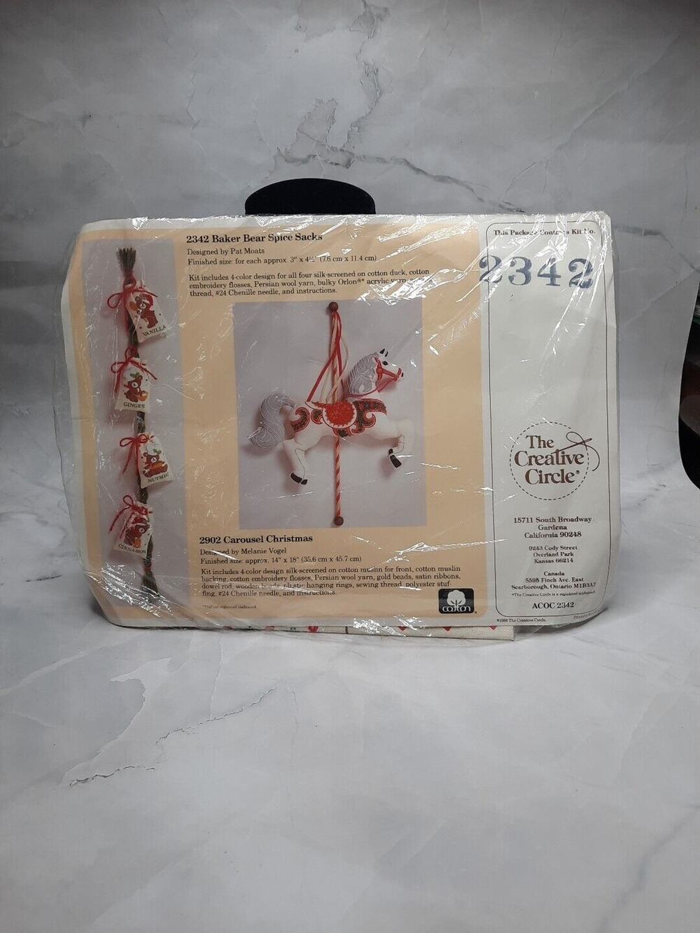 Vintage The Creative Circle Embroidery Kit 2342 Baker Bear Spice Sacks Christmas